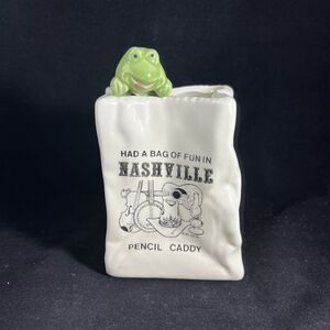 Vintage Souvenir Had A Bag Of Fun In Nashville TN Frog Bag Pencil Caddie
